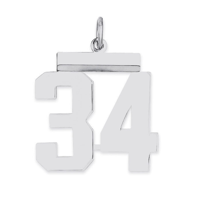 Pendant Number 34 Polished Sterling Silver Medium QMS34, MPN: QMS34, 191101278068