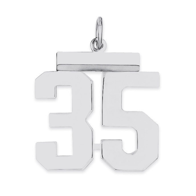 Pendant Number 35 Polished Sterling Silver Medium QMS35, MPN: QMS35, 191101278075