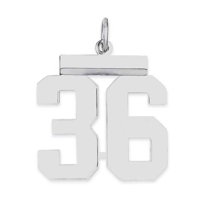 Pendant Number 36 Polished Sterling Silver Medium QMS36, MPN: QMS36, 191101278082
