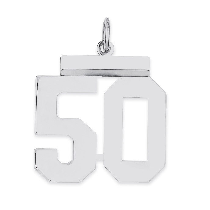 Pendant Number 50 Polished Sterling Silver Medium QMS50