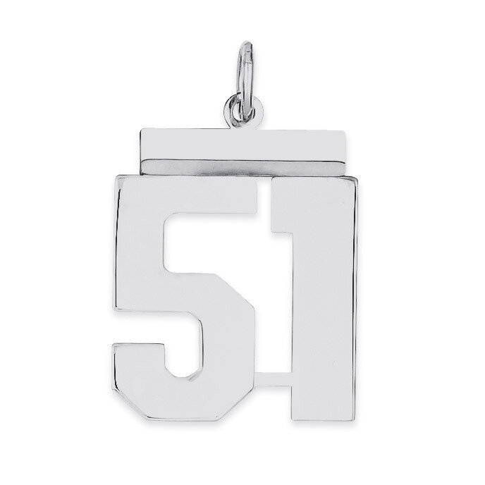 Pendant Number 51 Polished Sterling Silver Medium QMS51, MPN: QMS51, 191101278235