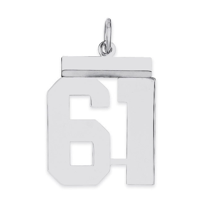 Pendant Number 61 Polished Sterling Silver Medium QMS61, MPN: QMS61, 191101278334