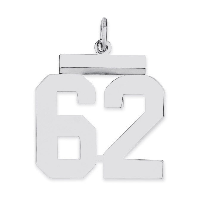 Pendant Number 62 Polished Sterling Silver Medium QMS62, MPN: QMS62, 191101278341