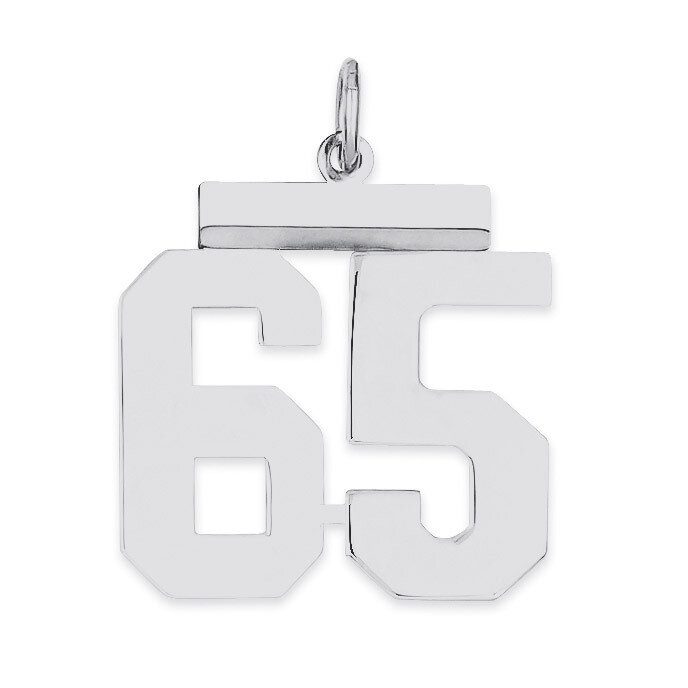 Pendant Number 65 Polished Sterling Silver Medium QMS65, MPN: QMS65, 191101278372