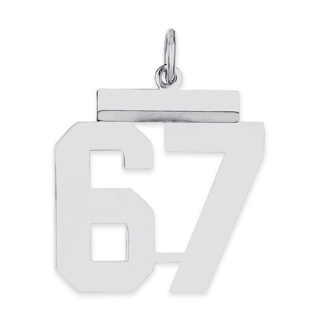 Pendant Number 67 Polished Sterling Silver Medium QMS67, MPN: QMS67, 191101278396