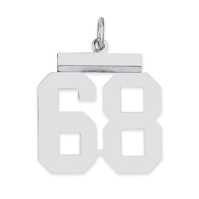 Pendant Number 68 Polished Sterling Silver Medium QMS68