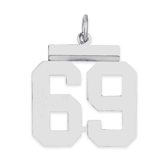 Pendant Number 69 Polished Sterling Silver Medium QMS69, MPN: QMS69, 191101278419