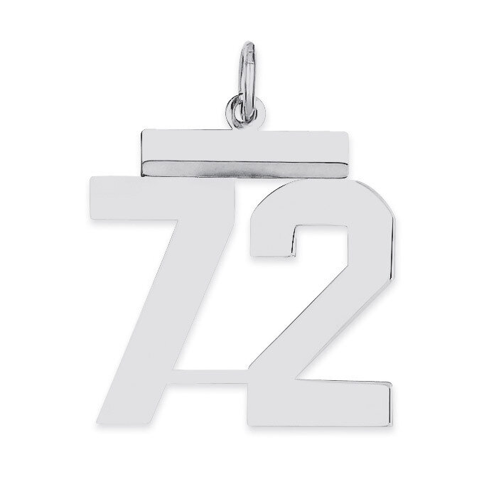 Pendant Number 72 Polished Sterling Silver Medium QMS72, MPN: QMS72, 191101278440