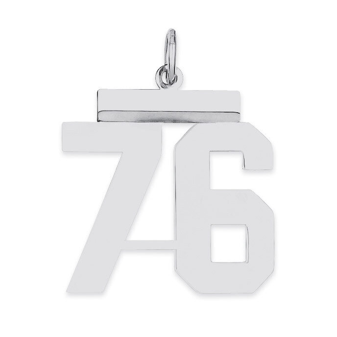 Pendant Number 76 Polished Sterling Silver Medium QMS76, MPN: QMS76, 191101278488