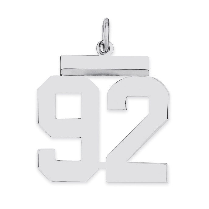 Pendant Number 92 Polished Sterling Silver Medium QMS92, MPN: QMS92, 191101278648