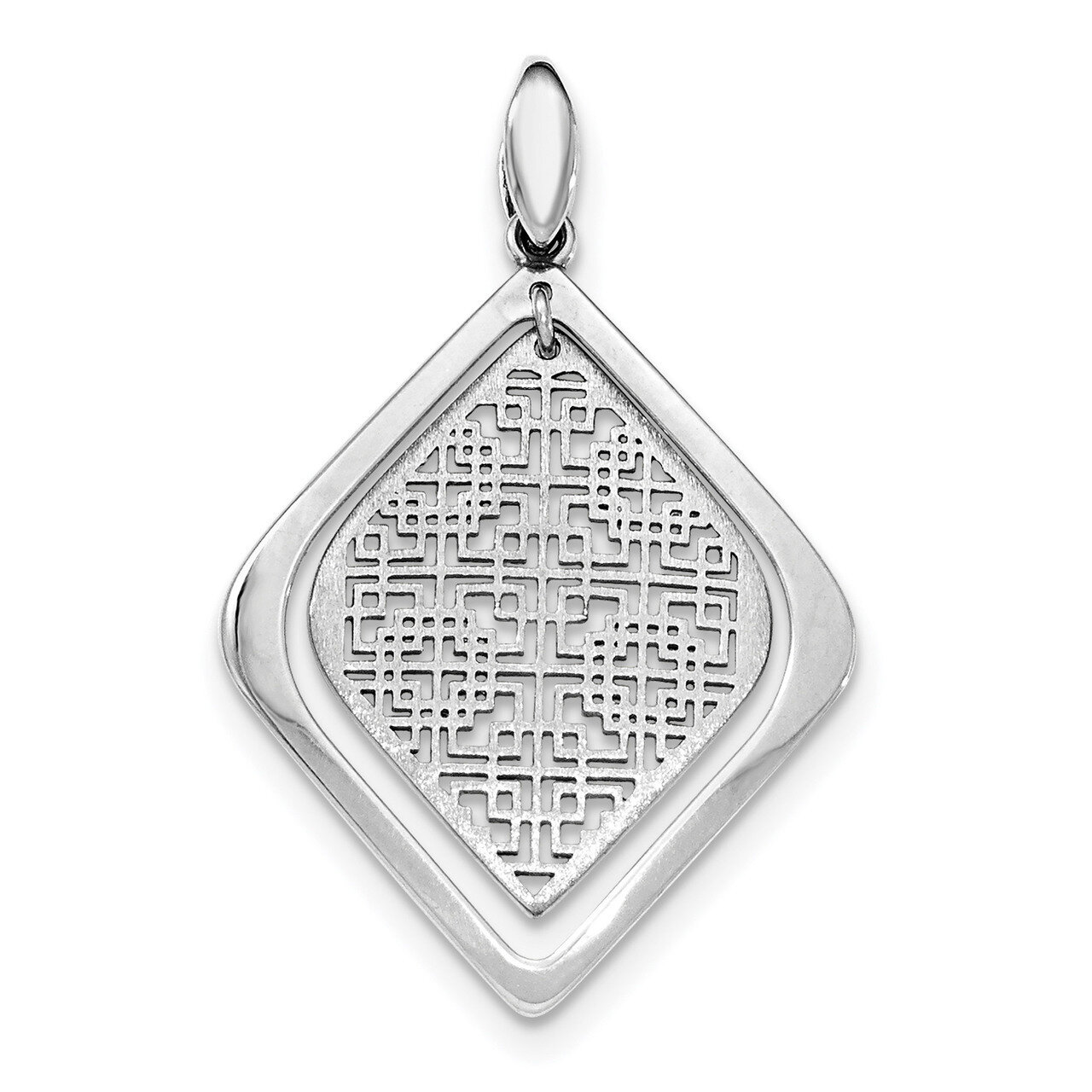 Brushed Polished Pendant Sterling Silver Rhodium-plated QP4108