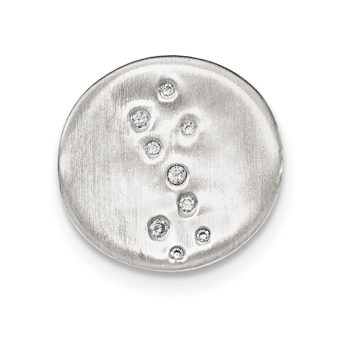 CZ Diamond Disc Slide Pendant Sterling Silver Satin QP4148, MPN: QP4148,