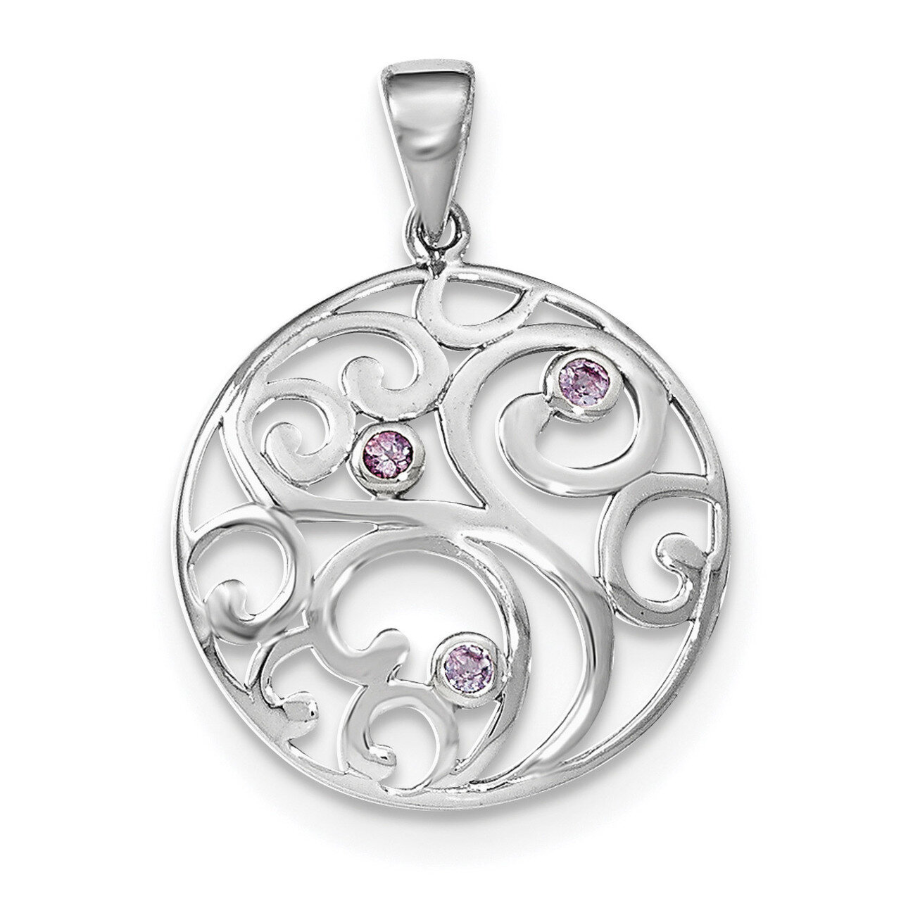 Amethyst Pendant Sterling Silver Rhodium-plated QP4355, MPN: QP4355,