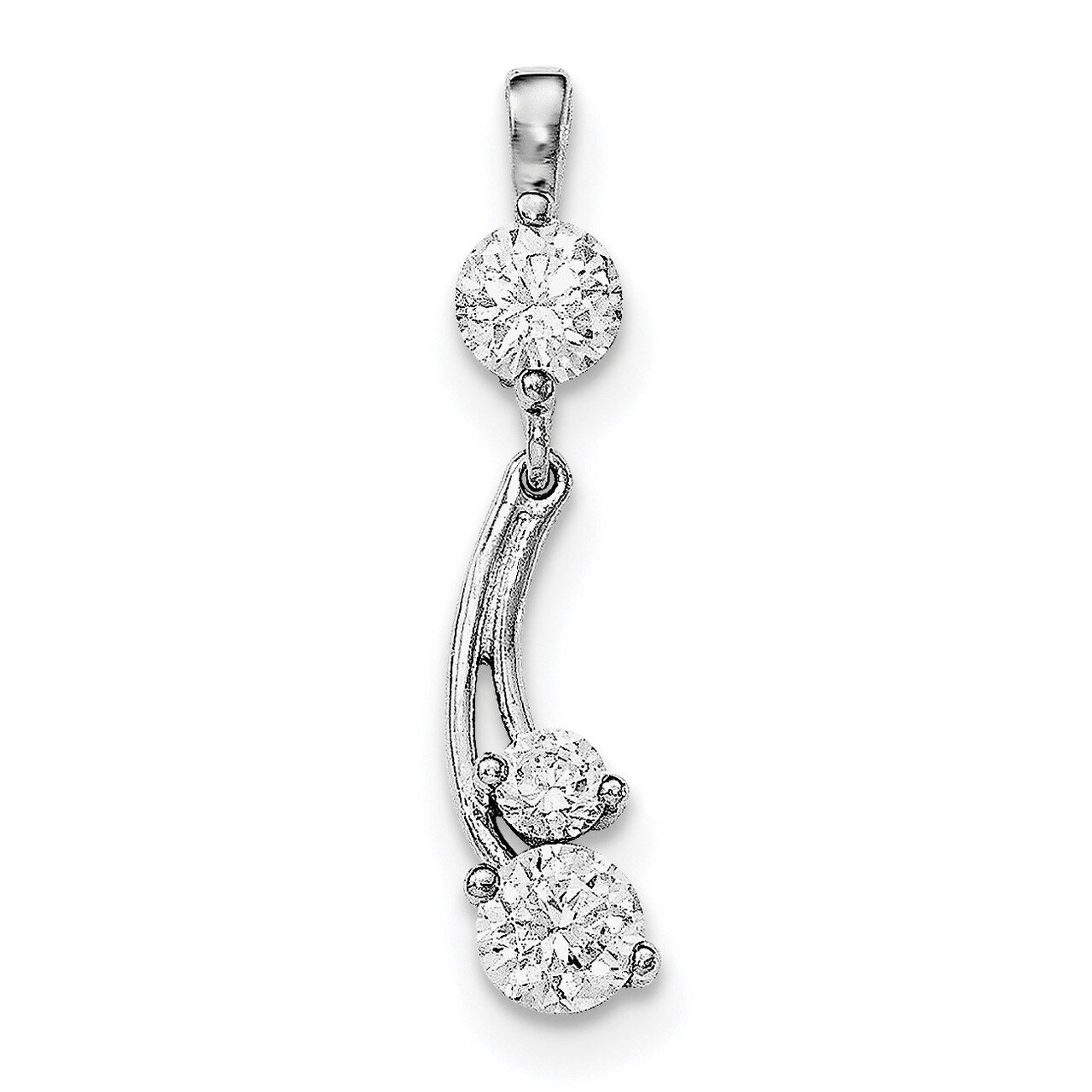 CZ Diamond Pendant Sterling Silver Polished QP4380, MPN: QP4380, 191101358548
