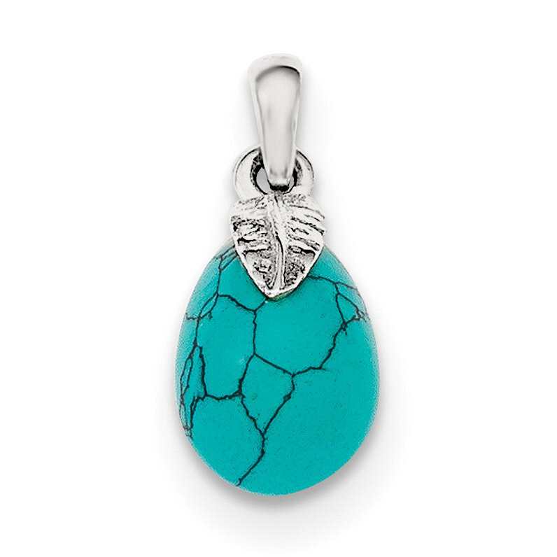 Lab Created Turquoise Pendant Sterling Silver Polished QP4422, MPN: QP4422,