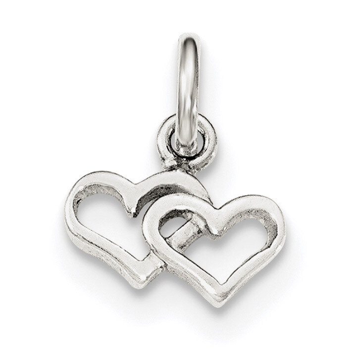 Double Heart Charm Sterling Silver Polished QP4426
