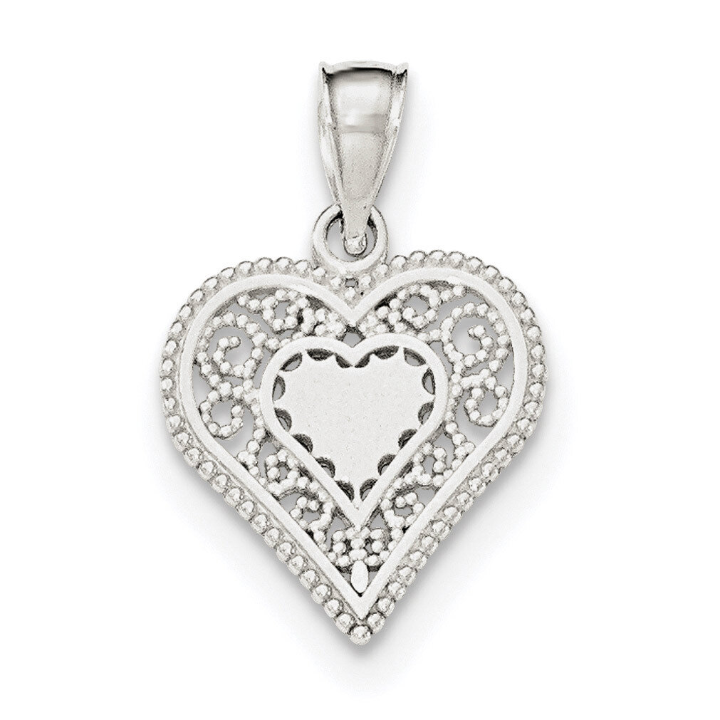 Filigree Heart Pendant Sterling Silver Polished QP4429