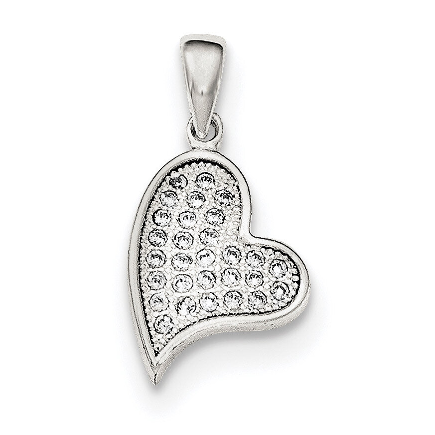 CZ Diamond Heart Pendant Sterling Silver QP4445, MPN: QP4445, 191101362934