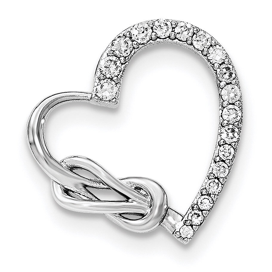 CZ Diamond Heart Chain Slide Sterling Silver Rhodium-plated QP4451