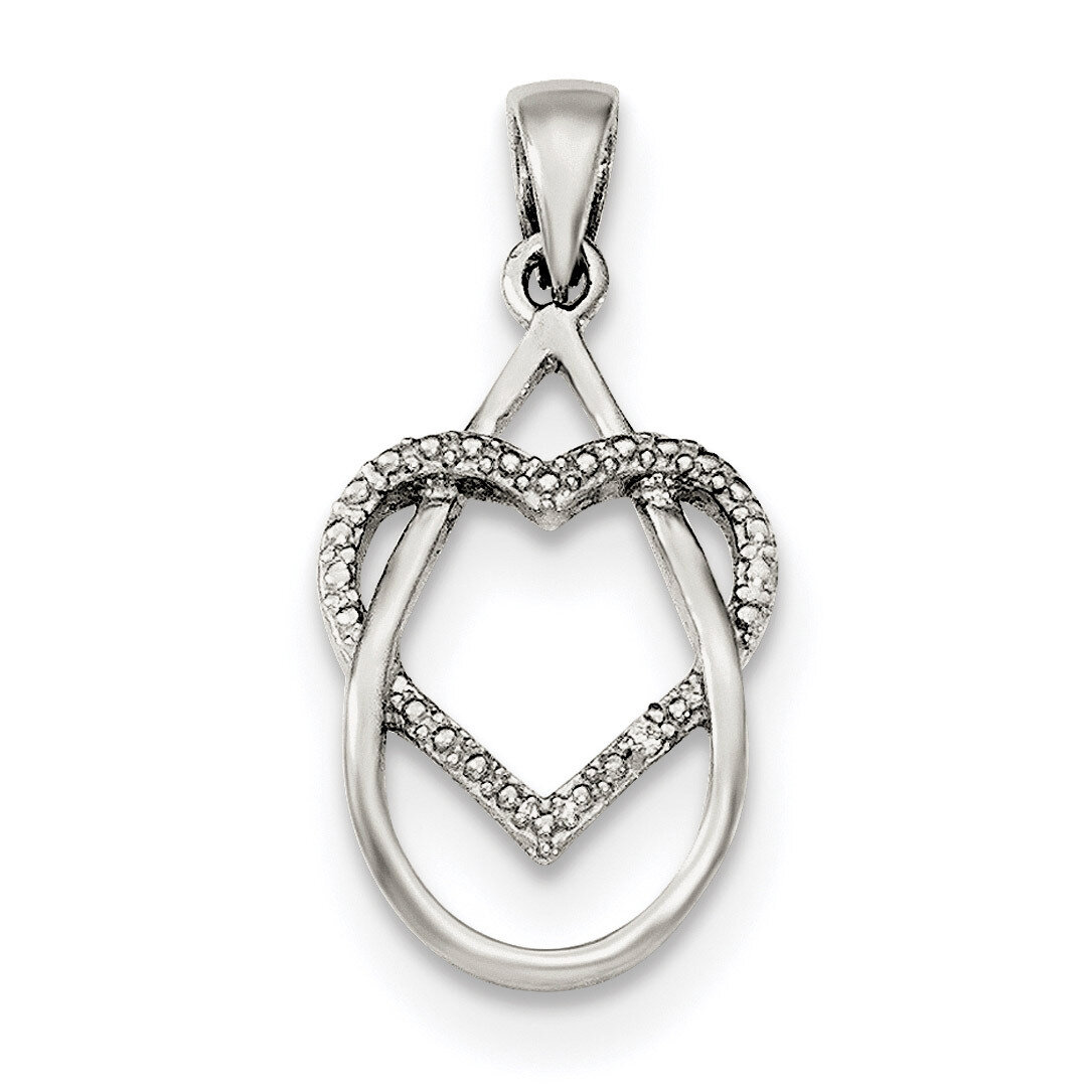 CZ Diamond Heart Pendant Sterling Silver Polished QP4454, MPN: QP4454, 191101457609