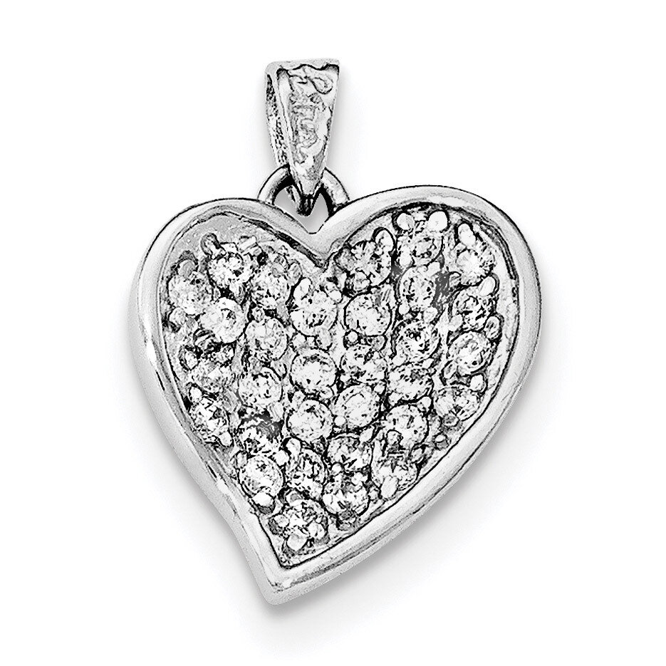 CZ Diamond Heart Pendant Sterling Silver Polished QP4458