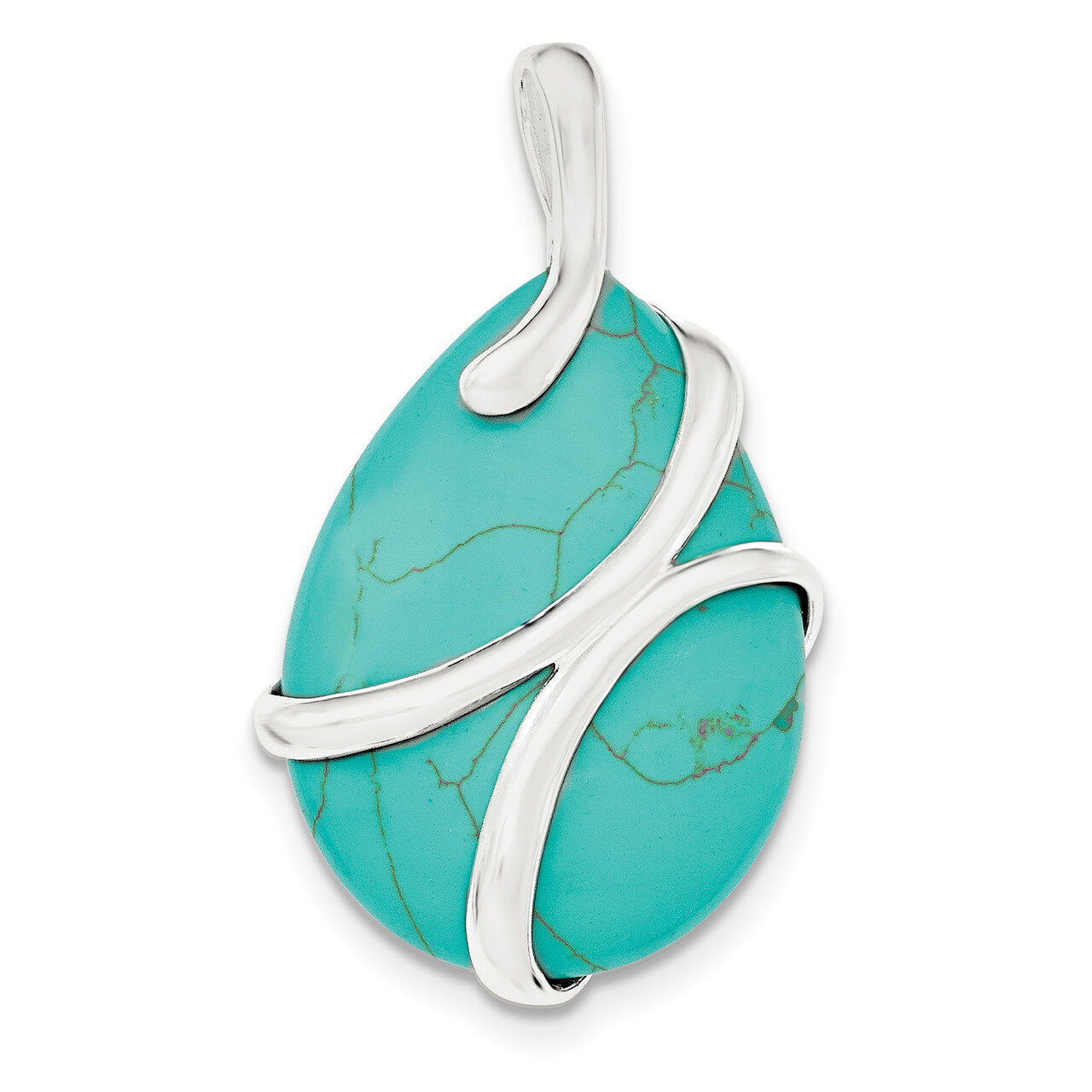 Synthetic Turquoise Pendant Sterling Silver Polished QP4500, MPN: QP4500,