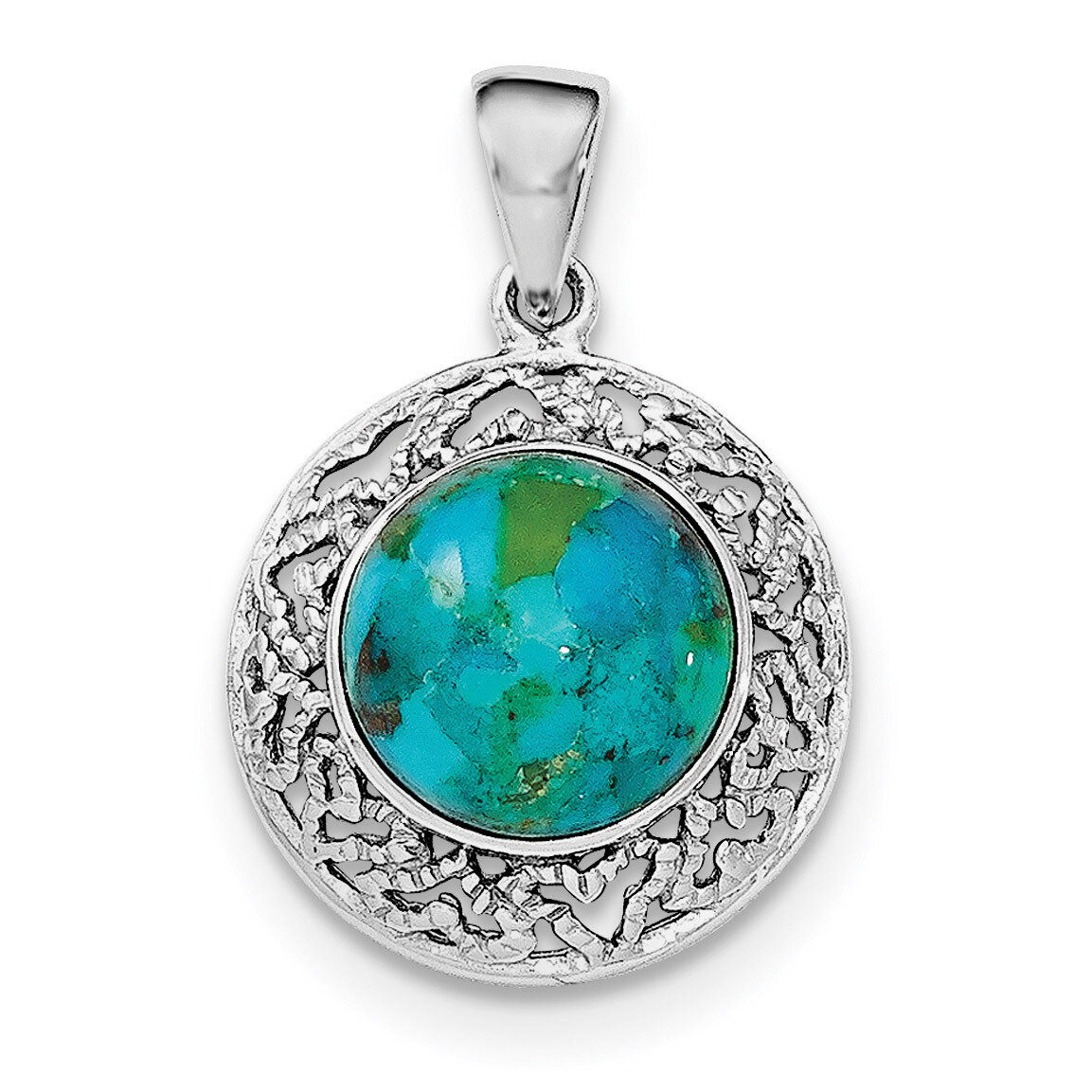 Reconstituted Turquoise Pendant Sterling Silver Rhodium-plated QP4504