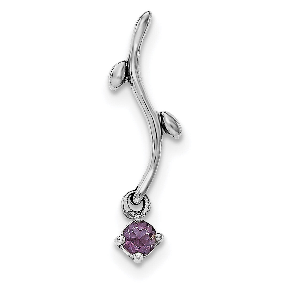 Amethyst Dangle Pendant Sterling Silver Rhodium-plated QP4537AM, MPN: QP4537AM,