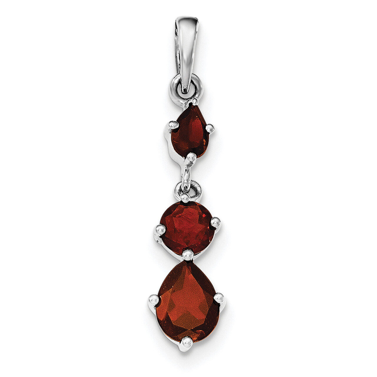 Garnet Pendant Sterling Silver Rhodium-plated QP4542GA, MPN: QP4542GA,