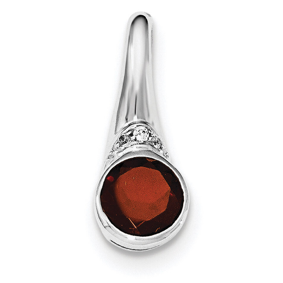 CZ Diamond and Garnet Pendant Sterling Silver Rhodium-plated QP4545GA, MPN: QP4545GA,