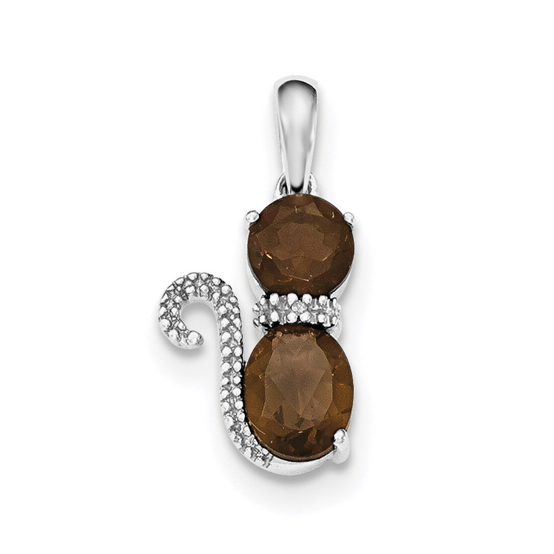 Smoky Quartz and Diamond Pendant Sterling Silver Rhodium-plated QP4551SQ, MPN: QP4551SQ,