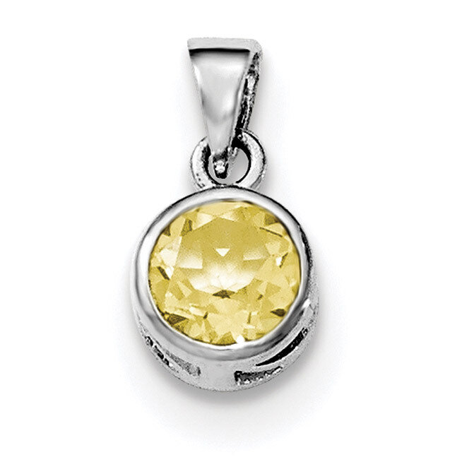 Citrine Round Pendant Sterling Silver Rhodium-plated Polished QP4552CI, MPN: QP4552CI,