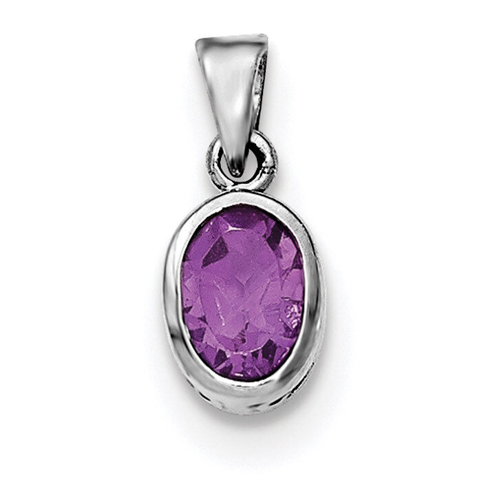 Amethyst Oval Pendant Sterling Silver Rhodium-plated Polished QP4553AM, MPN: QP4553AM,