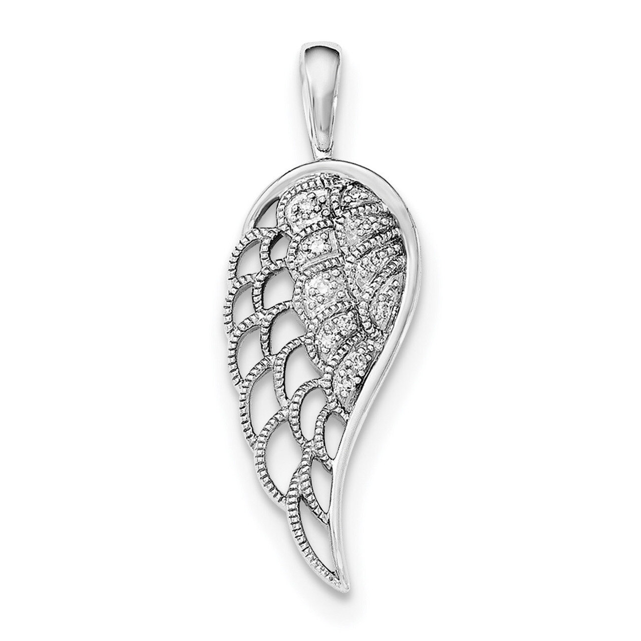 Diamond Open-work Wing Pendant Sterling Silver Rhodium QP4587, MPN: QP4587,