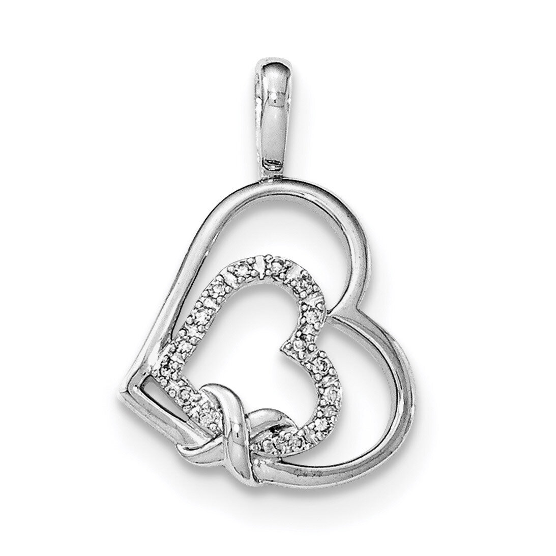 Diamond Hearts Pendant Sterling Silver Rhodium QP4622, MPN: QP4622,