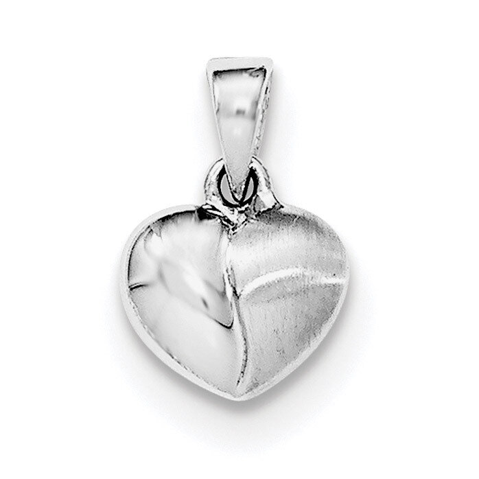 Satin Heart Pendant Sterling Silver Rhodium-plated Polished QP4676, MPN: QP4676,