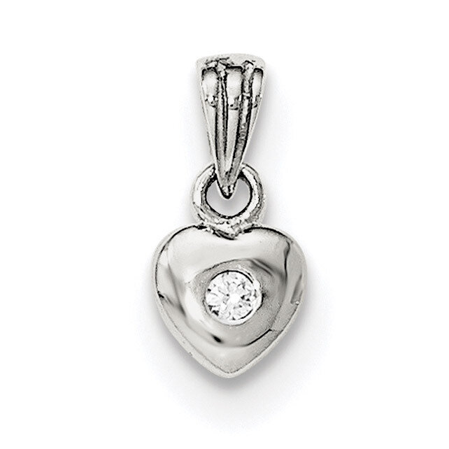 CZ Diamond Heart Pendant Sterling Silver Rhodium-plated QP4678, MPN: QP4678,