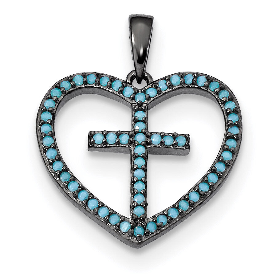 Black-Rhodium Dyed White Howlite Cross Pendant Sterling Silver QP4751, MPN: QP4751,
