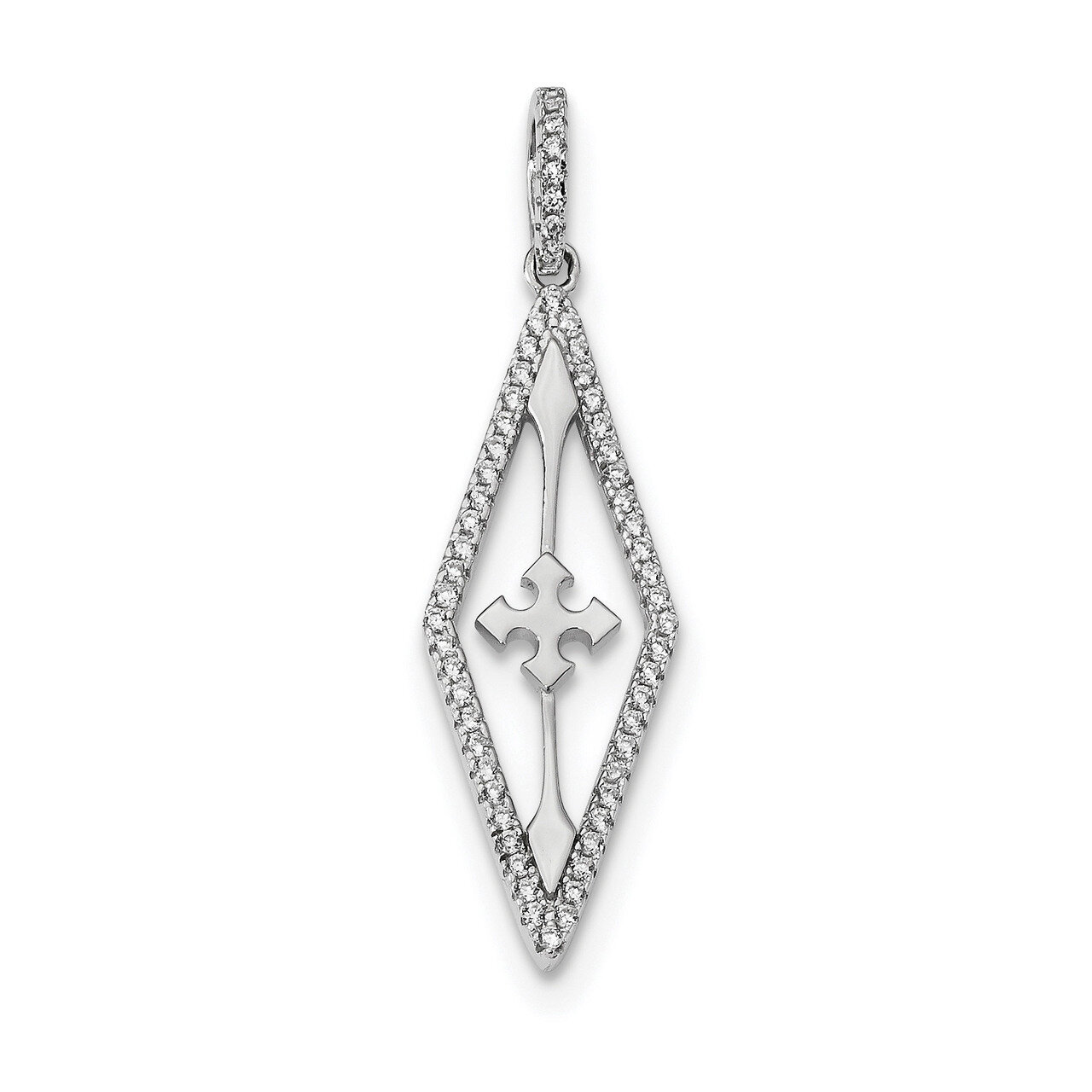 CZ Diamond Pendant Sterling Silver Rhodium-plated QP4777, MPN: QP4777,