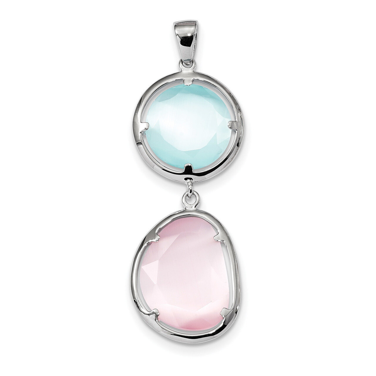 Pink Blue Created Cats Eye Pendant Sterling Silver Rhodium-plated QP4822, MPN: QP4822, 883957949963
