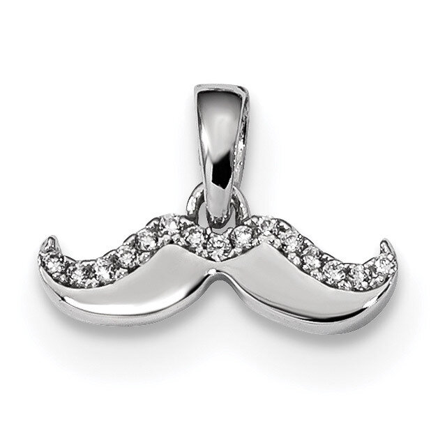 CZ Diamond Mustache Pendant Sterling Silver Rhodium-plated QP4842, MPN: QP4842,