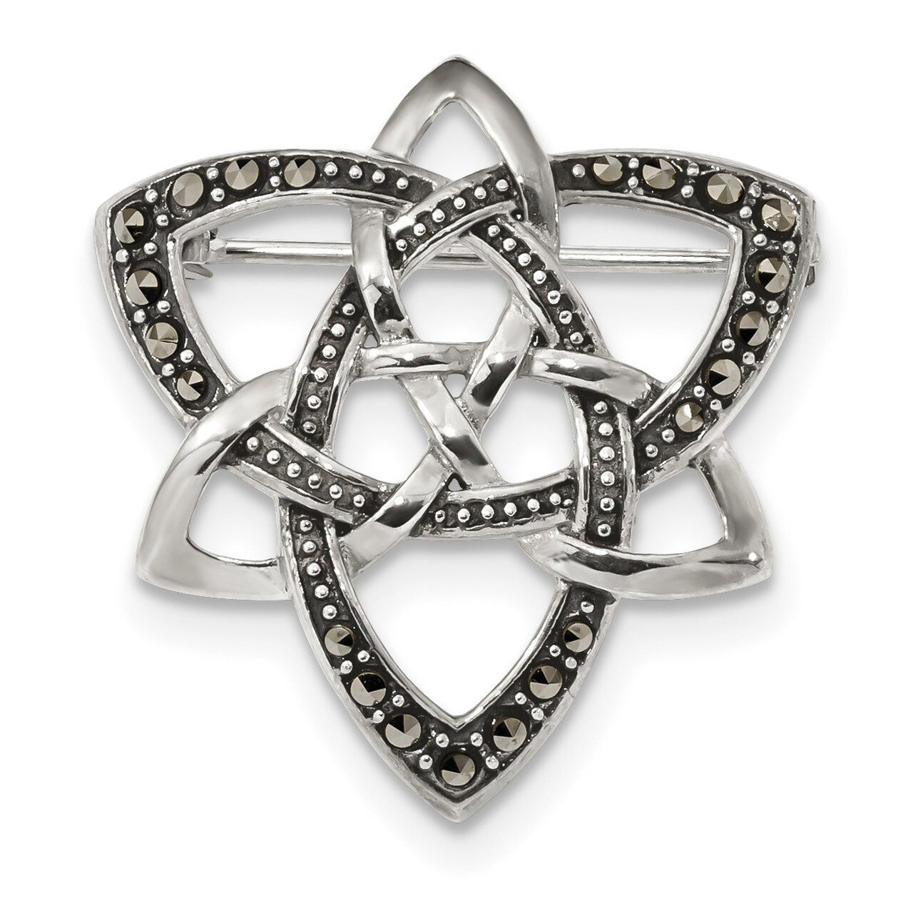 Marcasite Celtic Knot Pin Sterling Silver Antiqued QP4890