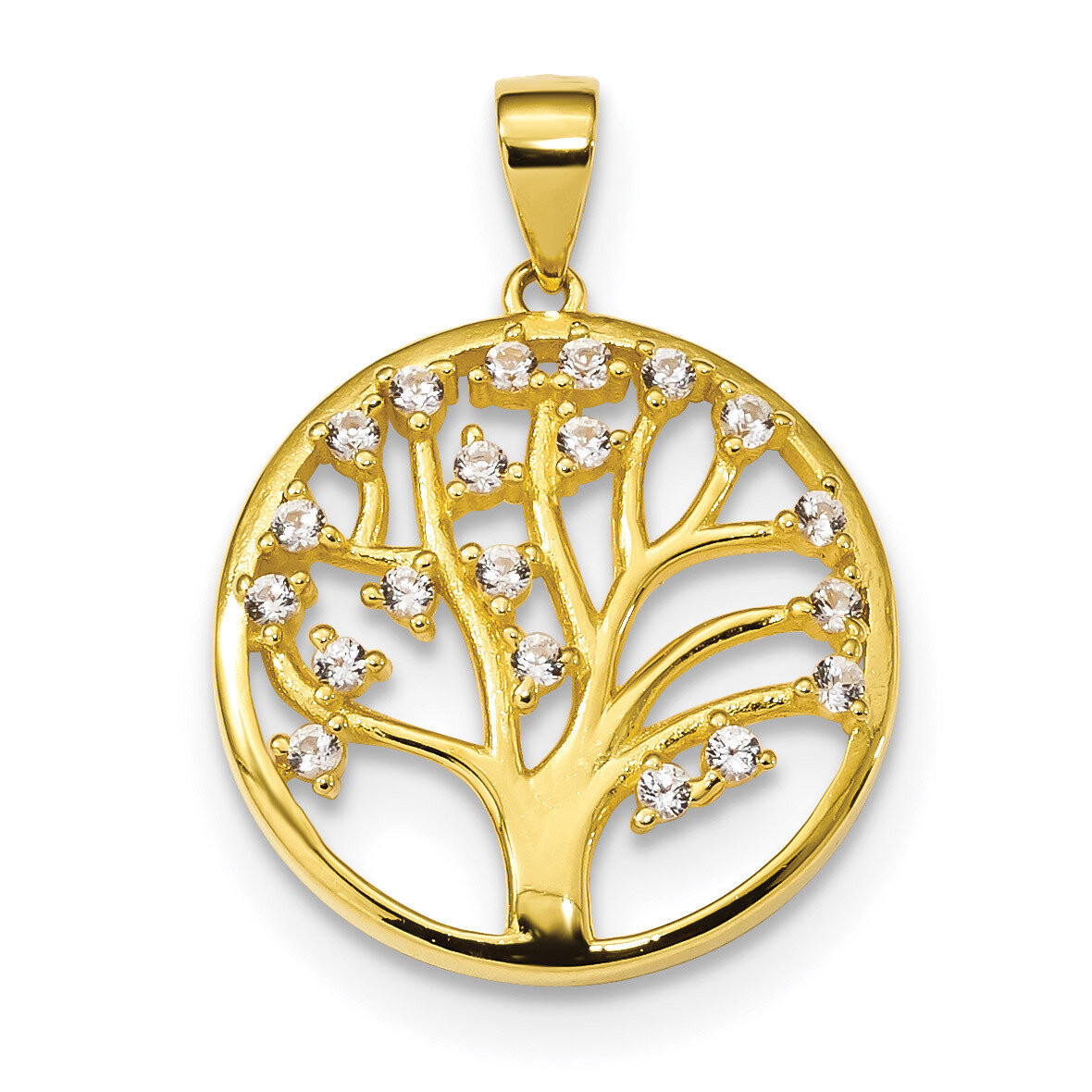 Created White Sapphire Tree of Life Pendant Sterling Silver Gold-tone QP4904, MPN: QP4904, 88677403…