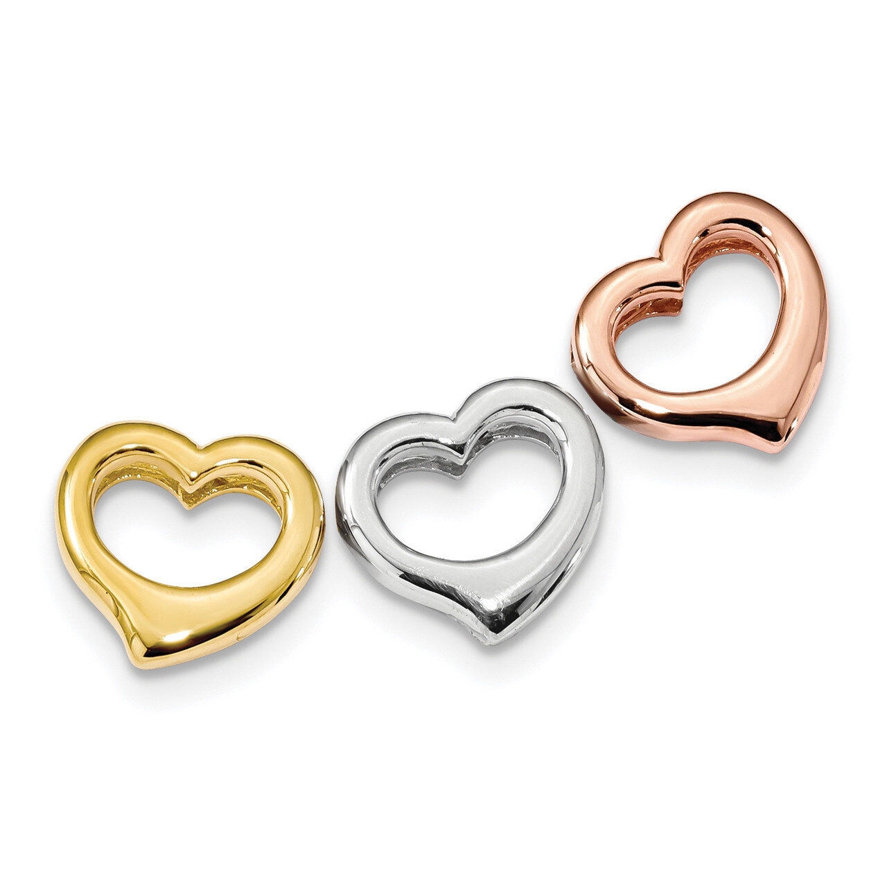 Gold &amp; Rose-tone Set of 3 Hearts Pendant Sterling Silver Rhodium QP4918, MPN: QP4918, 883957847146