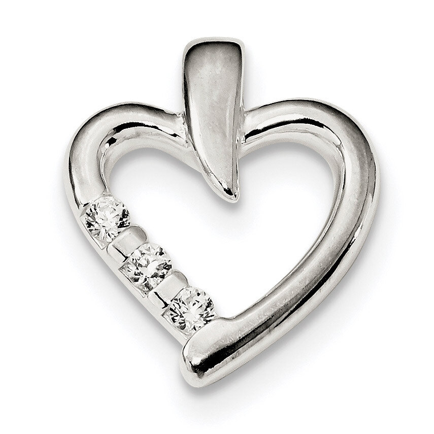CZ Diamond Heart Slide Sterling Silver Polished QP4924, MPN: QP4924, 886774095837