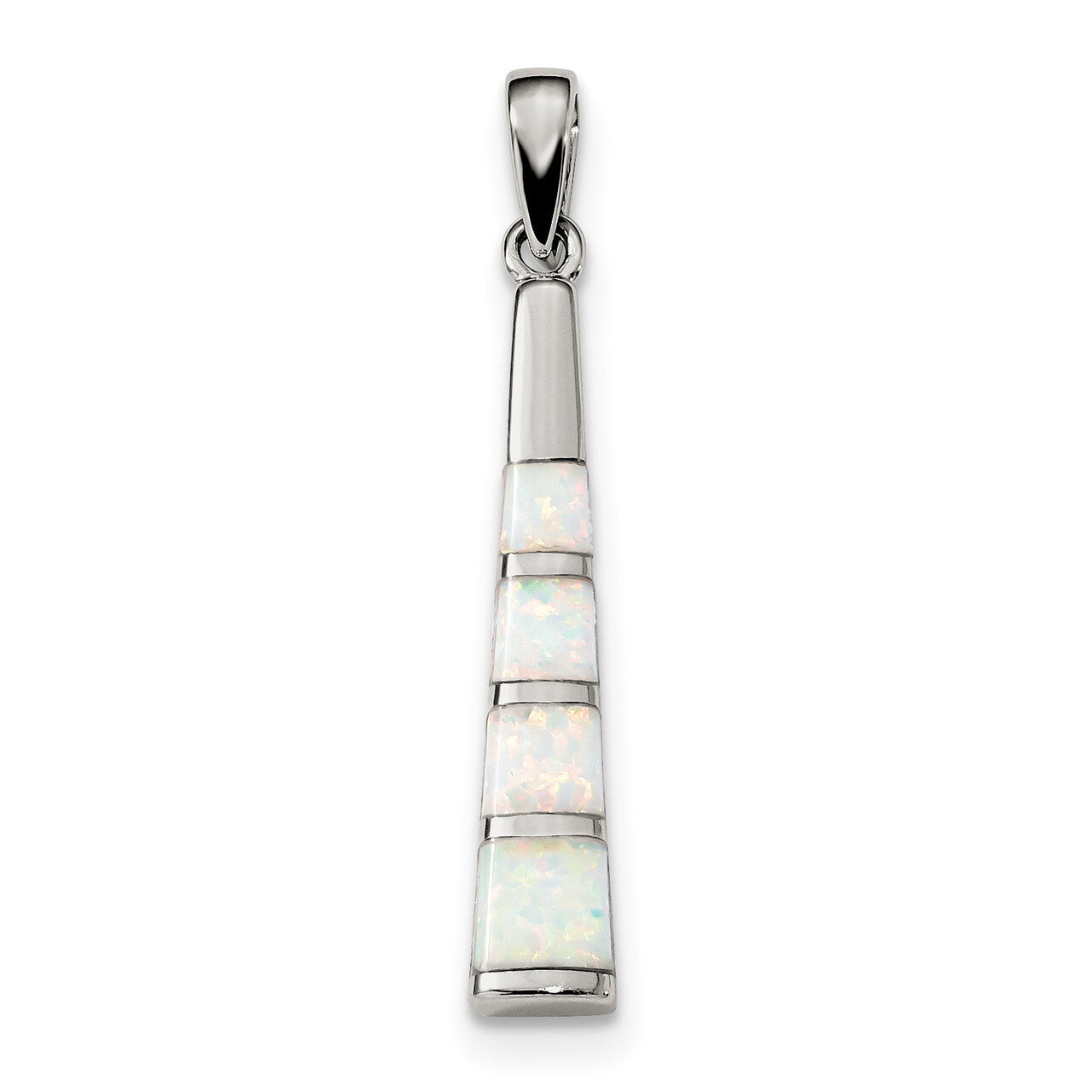 White Created Opal Pendant Sterling Silver Rhodium-plated QP4983, MPN: QP4983, 883957829586