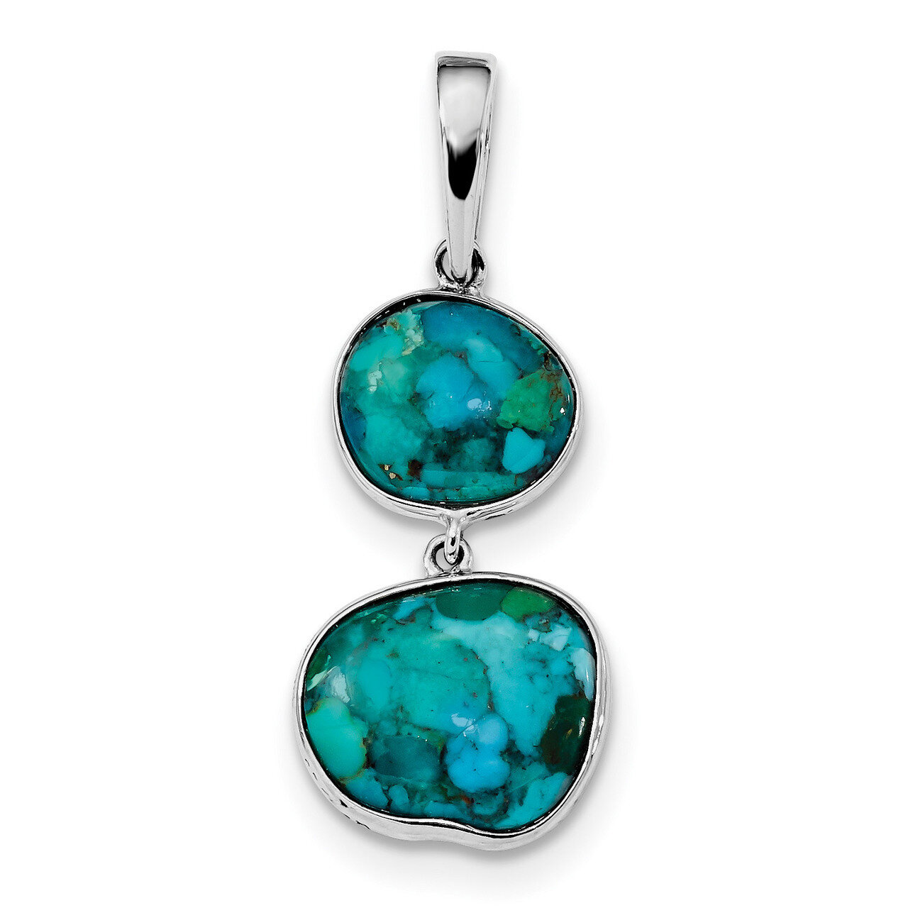 Reconstituted Turquoise Pendant Sterling Silver Rhodium-plated QP4989
