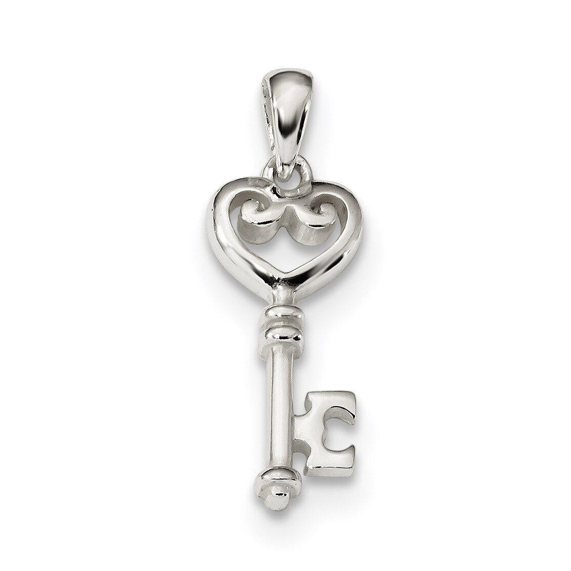 Small Heart Key Pendant Sterling Silver Polished QP5005, MPN: QP5005, 883957962320