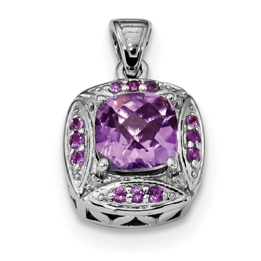 Diamond &amp; Amethyst Square Pendant Sterling Silver Rhodium-plated QP5024AM, MPN: QP5024AM, 883957168…