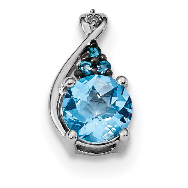 Diamond Swiss &amp; London Blue Topaz Pendant Sterling Silver Rhodium QP5025BT, MPN: QP5025BT, 88395774…
